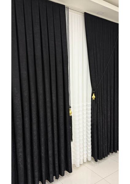 Ufufk Perde Kadife Dokulu Soft Fon Perde Siyah (Tek Kanat) fiyatları
