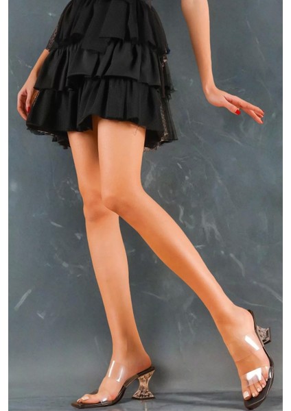 Kadın Elegant Ayakkabı Şeffaf Topuklu Terlik Özel Tasarım Abiye Ayakkabı modelleri