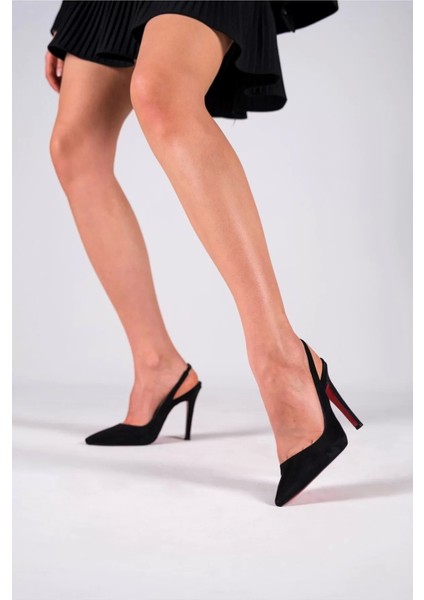 Kadın Elegant Ayakkabı Arkası Açık Sivri Burun Topuklu Ayakkabı Özel Tasarım Abiye Ayakkabı