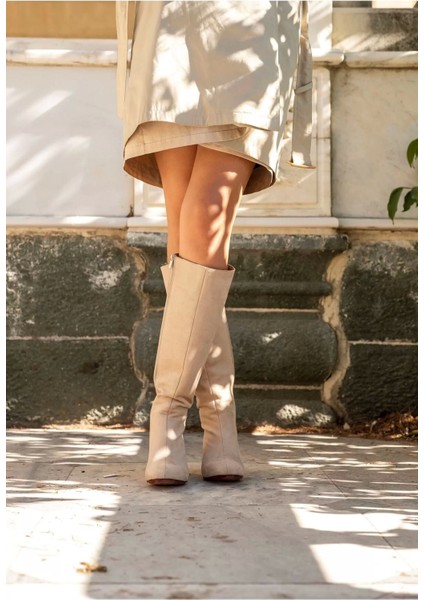 Kadın Elegant Ayakkabı Kısa Kalın Topuklu Diz Altı Çizme Özel Tasarım Abiye Ayakkabı fırsatları