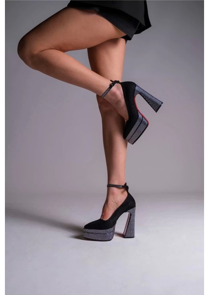 Kadın Elegant Ayakkabı Taşlı Çift Platform Topuklu Ayakkabı Özel Tasarım Abiye Ayakkabı fırsatları