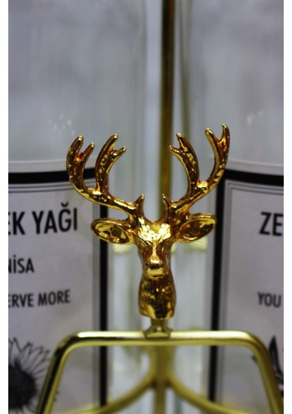 Altın Renk Geyik Aksesuarlı Şeffaf Yağdanlık, 750-999 ml, Bej, şık ve kullanışlı tasarım fiyatları