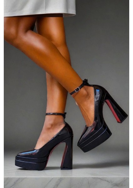 Kadın Elegant Ayakkabı Siyah Çift Platform Ayakkabı Özel Tasarım Abiye Ayakkabı fırsatları