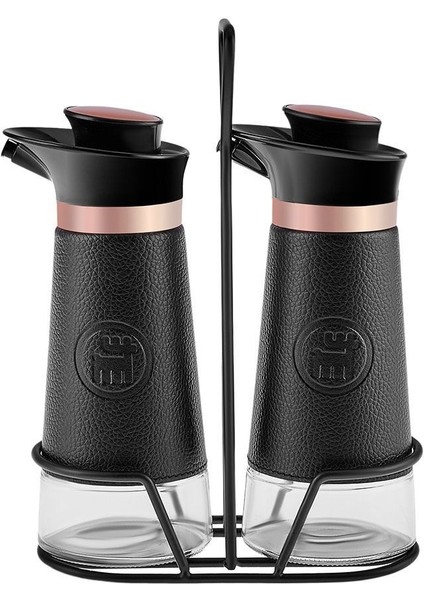 Şık ve dayanıklı siyah latin deri yağlık ve sirkelik seti, 250 ml, 2 parça