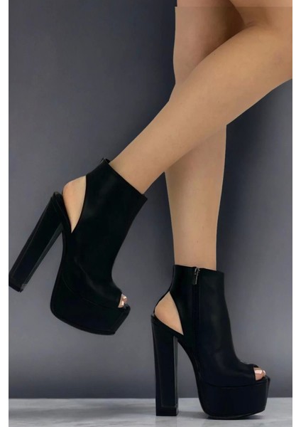 Kadın Elegant Ayakkabı Kalın Topuklu Arka Açık Platform Ayakkabı Özel Tasarım Abiye Ayakkabı