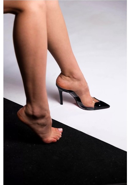 Kadın Elegant Ayakkabı Şeffaf Bant Sivri Burun Topuklu Terlik Özel Tasarım Abiye Ayakkabı fırsatları