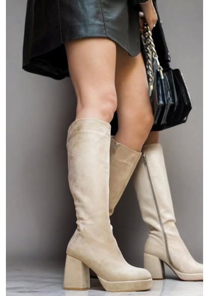 Kadın Elegant Ayakkabı Kalın Topuk Platform Çizme Özel Tasarım Abiye Ayakkabı fırsatları