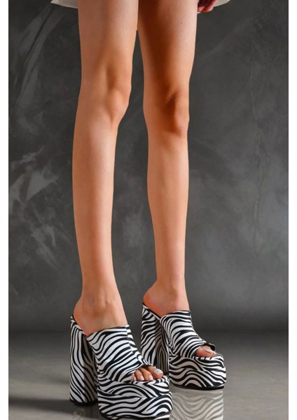 Kadın Elegant Ayakkabı Çift Platform Terlik Özel Tasarım Abiye Ayakkabı