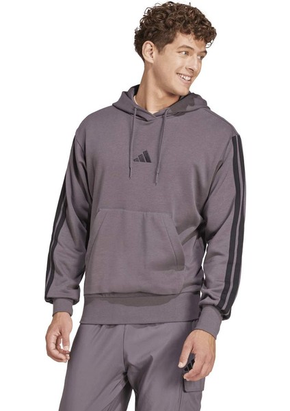 3s Ft Erkek Gri Kapüşonlu Sweatshirt