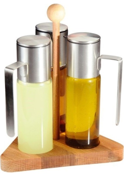 Ahşap 3'lü Yağlık ve Sirkelik Seti, 180 cc, şık ve kullanışlı tasarım