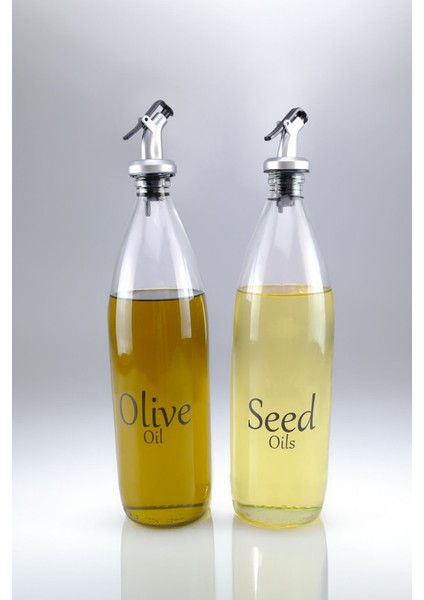 Şeffaf 2'li sıvı yağ şişesi, damlatmaz, 1000 ml, beyaz renk, set halinde modelleri