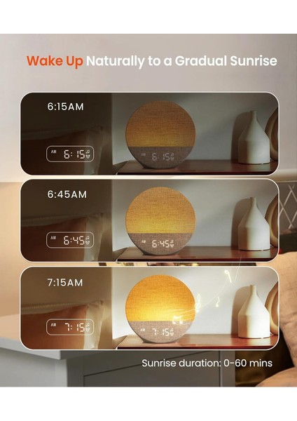 Sunrise 1 Gün Işığı Çalar Saat, 29 Ses, Ayarlanabilir Uyku Rutinleri indirimleri