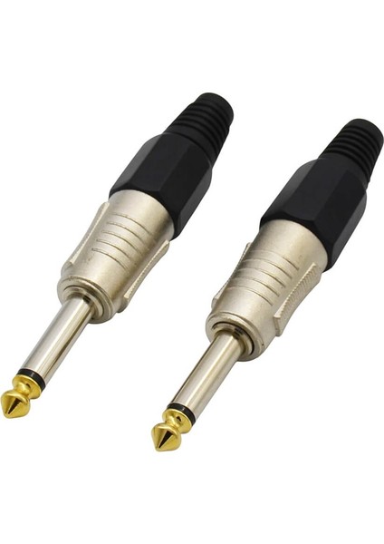 20 Adet - 6.35 mm Mono Erkek Fiş Lehim Tipi Jack Konnektörü – Altın Uçlu