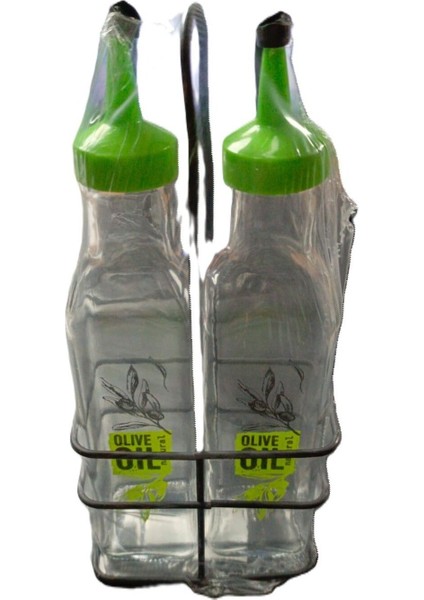Yeşil Metal Standlı Yağlık ve Sirkelik, Şık ve Kullanışlı 2'li Set