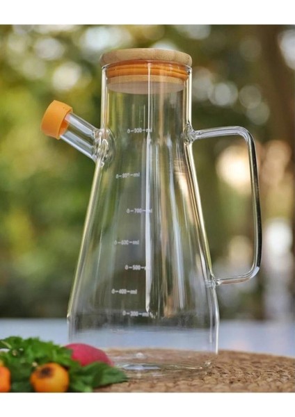 Şeffaf 2'li Bambu Kapaklı Cam Yağdanlık 900 ml, Şık ve Kullanışlı Ev Gereçleri fiyatları