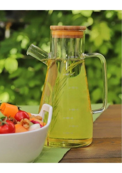 Şeffaf 2'li Bambu Kapaklı Cam Yağdanlık 900 ml, Şık ve Kullanışlı Ev Gereçleri modelleri