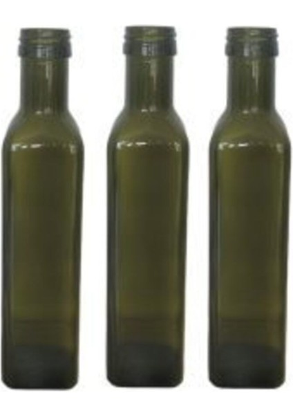 Maraska Şişesi 250 ml Kapaklı Zeytinyağı Sirke Şişesi Koyu Yeşil 3 Adet
