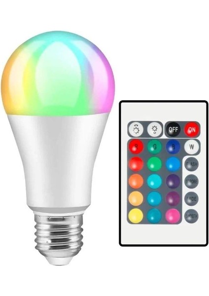 9W RGB Led Ampul 16 Renk Uzaktan Kumandalı Renk Değiştiren Dekoratif Işık