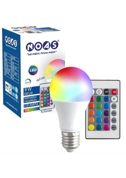 9W RGB Led Ampul 16 Renk Uzaktan Kumandalı Renk Değiştiren Dekoratif Işık