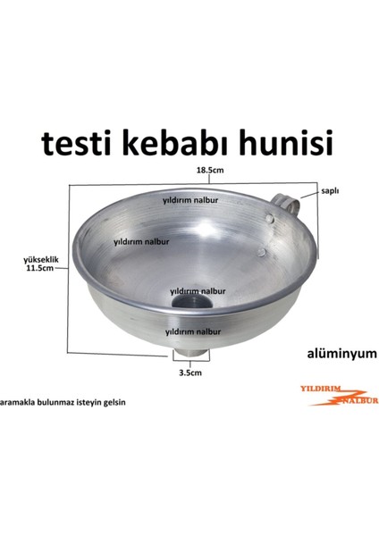 Gri Alüminyum Testi Kebabı Huni, Metal Kebab Yapım Aracı, 1 Parça fiyatları