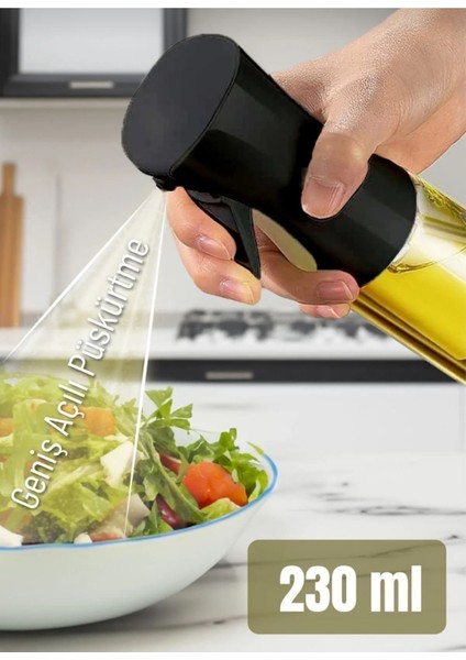 Püskürtmeli Sprey Yağdanlık Cam Şişe Izgara Fritöz Salata Yağ Püskürtmeli Siyah