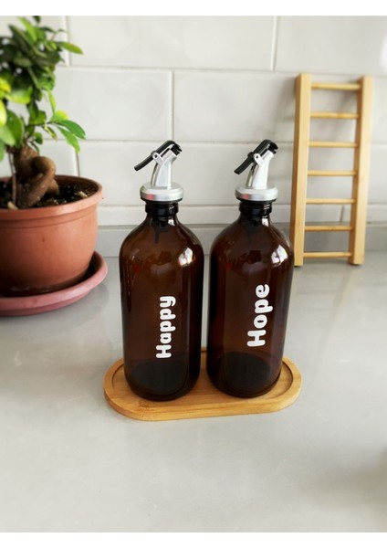 Bambu Altlıklı 2'li Yağ Şişesi ve Yağdanlık Seti 500 ml kahverengi, 3 parça fiyatları