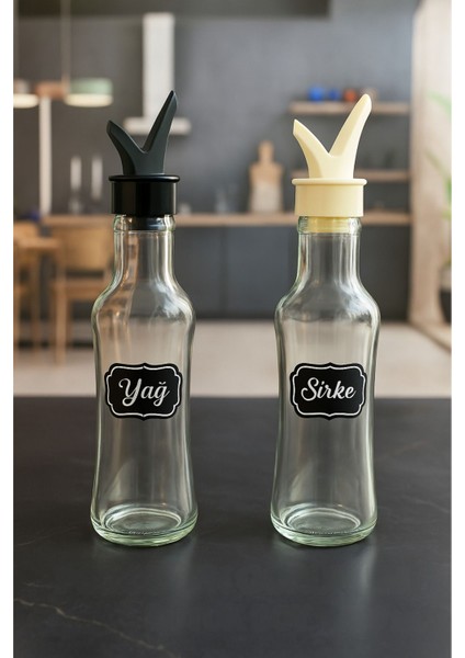 2'li şeffaf yağlık ve sirkelik takımı, şık ve kullanışlı set, turuncu renk