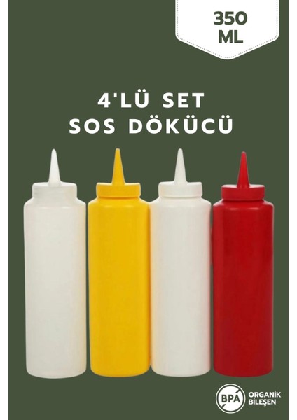4 Adet Ketçap, Sos Dökücü - 350 ml.