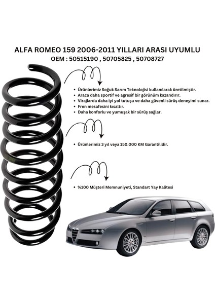 ST101012R - 2006-2011 Alfa Romeo 159 Arka Helezon Yay Takımı (2 Adet)