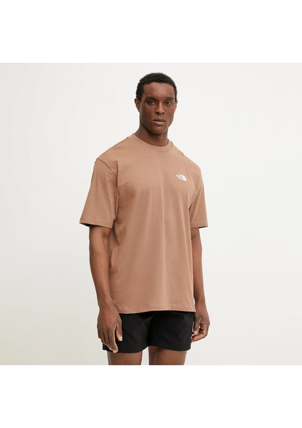 essential oversize erkek kahverengi yuvarlak yaka tişört