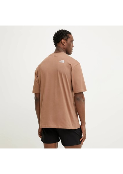 essential oversize erkek kahverengi yuvarlak yaka tişört modelleri