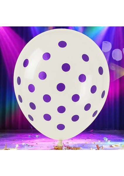 Vıp 100 Adet Şeffaf Mor Balon Mor Şeffaf Pullu Balon Mor Pullu Dekorasyon Balonu