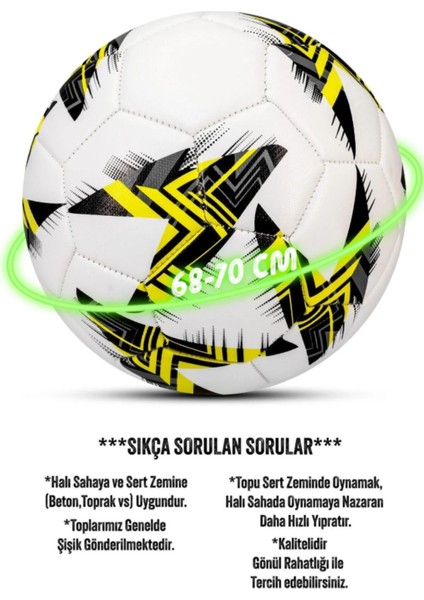 Futbol Topu - Dayanıklı Sert Zemin ve Halı Saha Için Mükemmel Performans (Sarı, Pompalı Set)