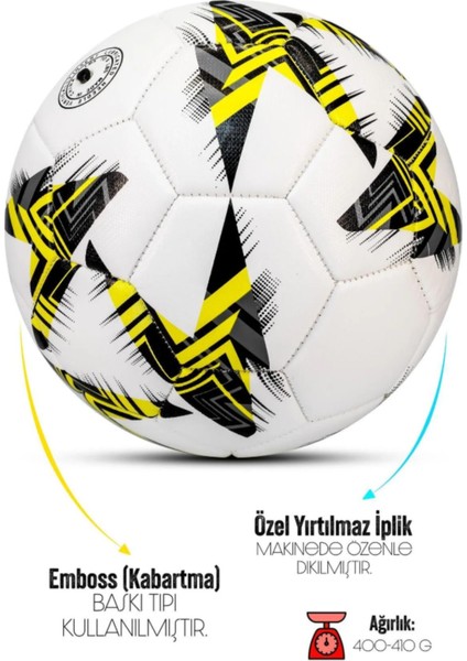Futbol Topu - Dayanıklı Sert Zemin ve Halı Saha Için Mükemmel Performans (Sarı, Pompalı Set)