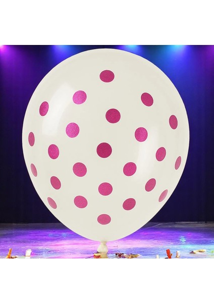 Vıp 100 Adet Şeffaf Pembe Balon Pembe Şeffaf Pullu Balon Pembe Pullu Dekorasyon Balonu