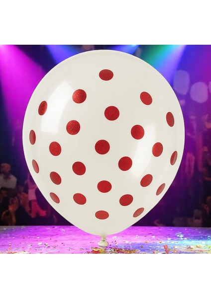 100 Adet Şeffaf Kırmızı Balon Kırmızı Şeffaf Pullu Balon Kırmızı Dekorasyon Balonu