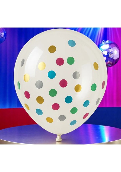 100 Adet Şeffaf Renkli Balon Renkli Şeffaf Pullu Balon Renkli Pullu Dekorasyon Balonu