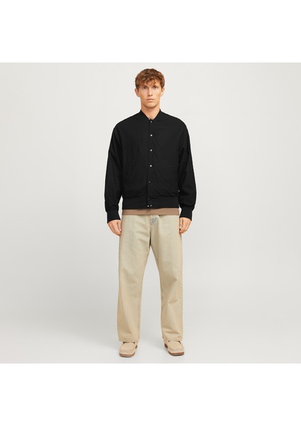 Jack&jones Ario Linen Bomber Erkek Siyah Yuvarlak Yaka Ceket fiyatları