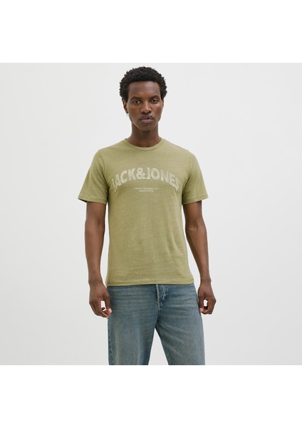 Jack&jones Almeria Bold Branding Erkek Haki Yuvarlak Yaka Tişört