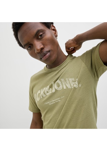 Jack&jones Almeria Bold Branding Erkek Haki Yuvarlak Yaka Tişört