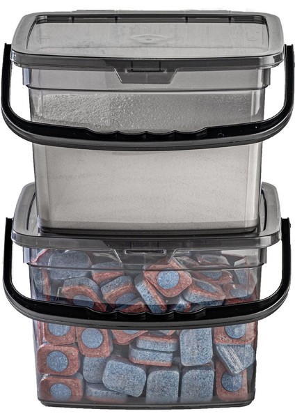 2'li 4L Gri Plastik Saklama Kutusu, Serigrafi Etiketli, Antrasit Renkli indirimleri