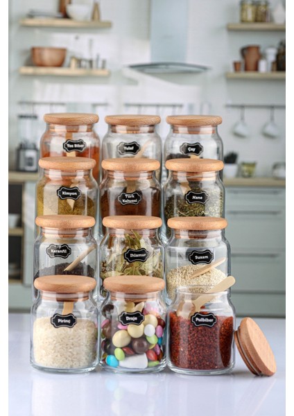 Bambu Baharat Takımı, 12'li, 300 ml, şık ve kullanışlı set