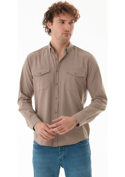Basic Çıtçıtlı Gabardin Gömlek