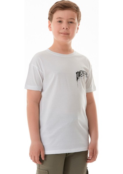 Yazı Baskılı Bisiklet Yaka Erkek Çocuk Tişört modelleri