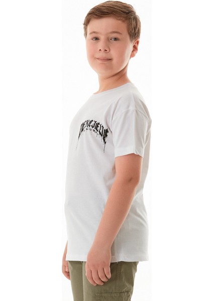 Yazı Baskılı Bisiklet Yaka Erkek Çocuk Tişört indirimleri
