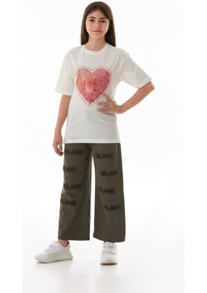 Kalp ve Love Yazı Baskılı Kız Çocuk Oversize Tişört indirimleri