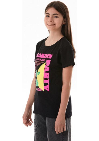 %100 Pamuk Slogan Baskılı Kız Çocuk Tişört fırsatları