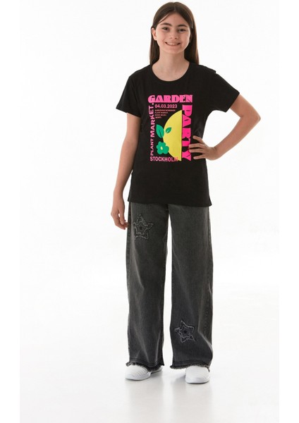 %100 Pamuk Slogan Baskılı Kız Çocuk Tişört indirimleri