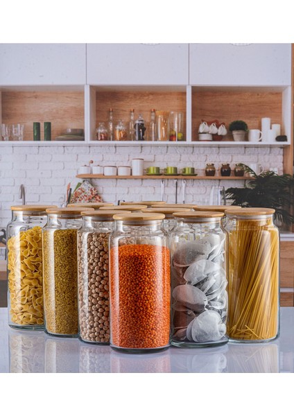 12'li büyük boy şeffaf vakum kapaklı 1300ml kavanoz seti, turuncu renk