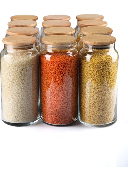 12'li büyük boy şeffaf vakum kapaklı 1300ml kavanoz seti, turuncu renk modelleri